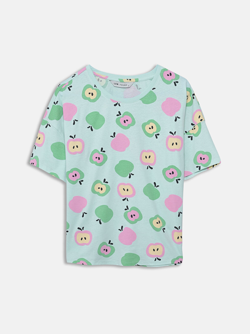Crew Neck Printed Women's Short Pyjama Set -S5CE39Z8-LU2
