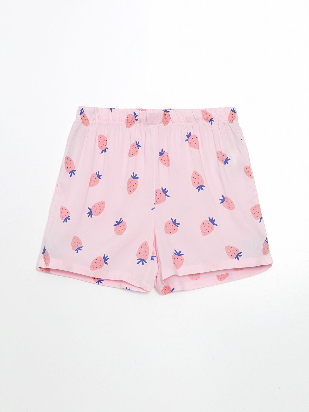 Pembe Beli Lastikli Desenli Kadın Şort Pijama Altı