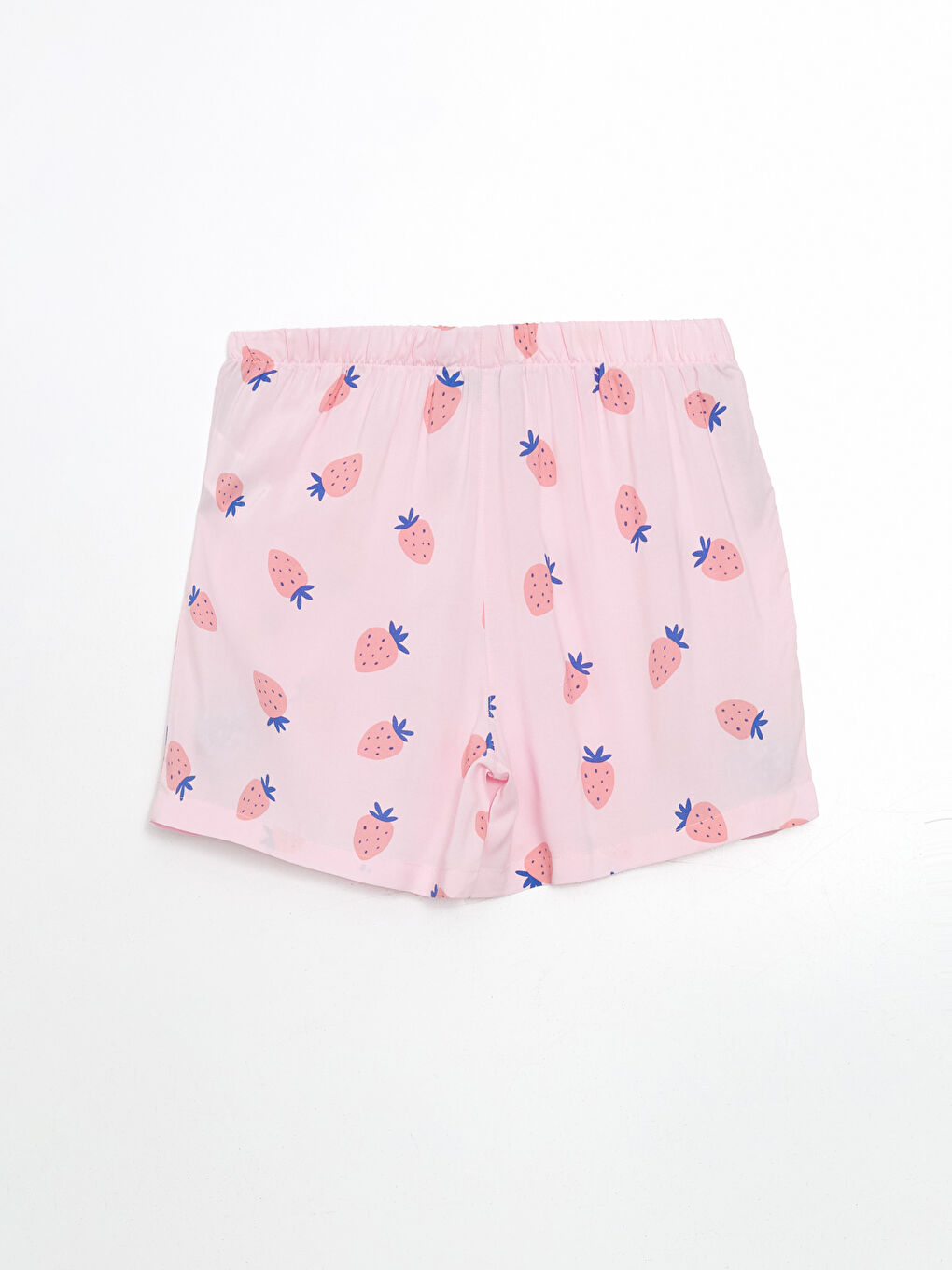 Pembe Beli Lastikli Desenli Kadın Şort Pijama Altı-1