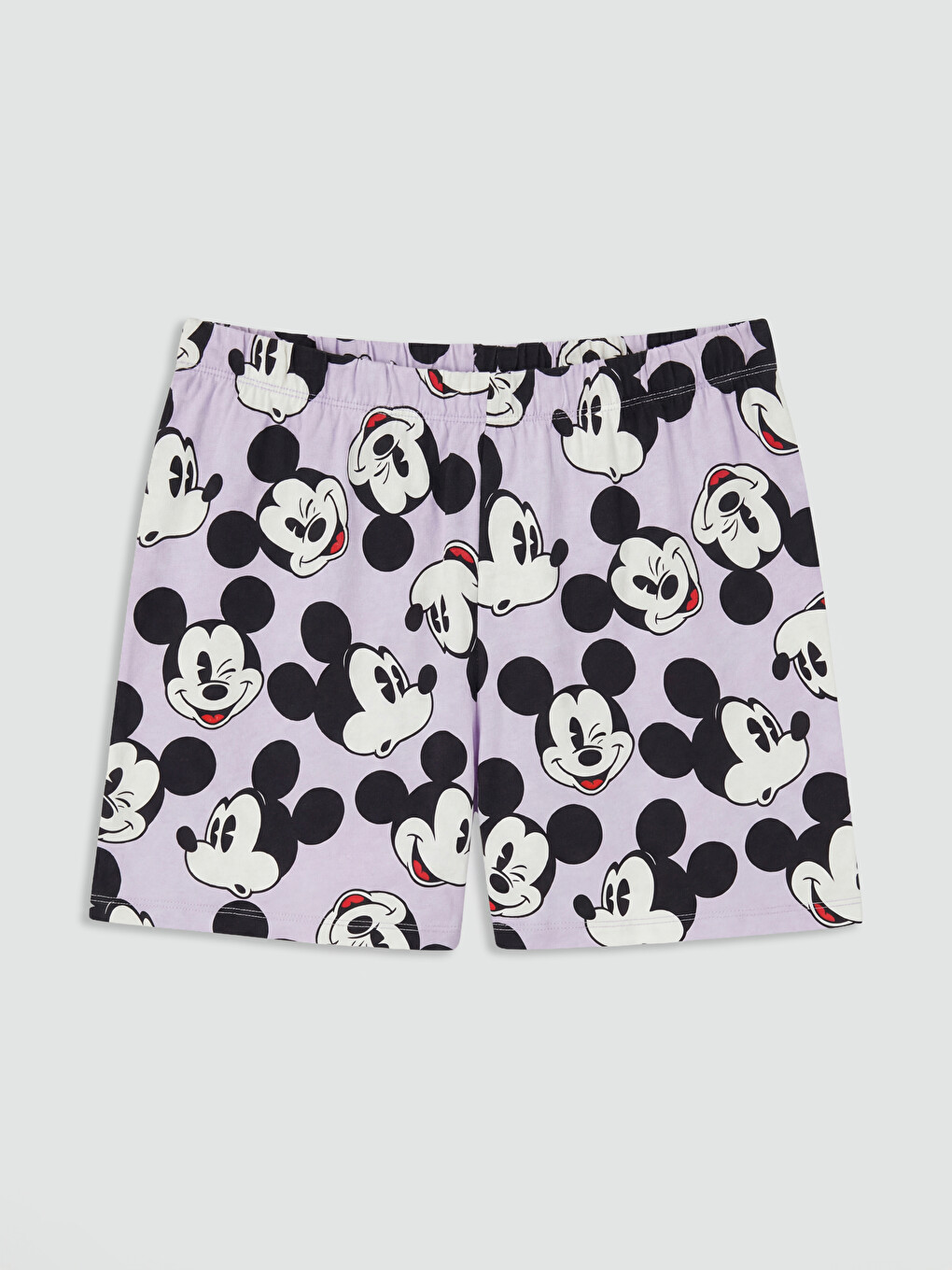 Lila Beli Lastikli Mickey Mouse Baskılı Kadın Pijama Altı-4