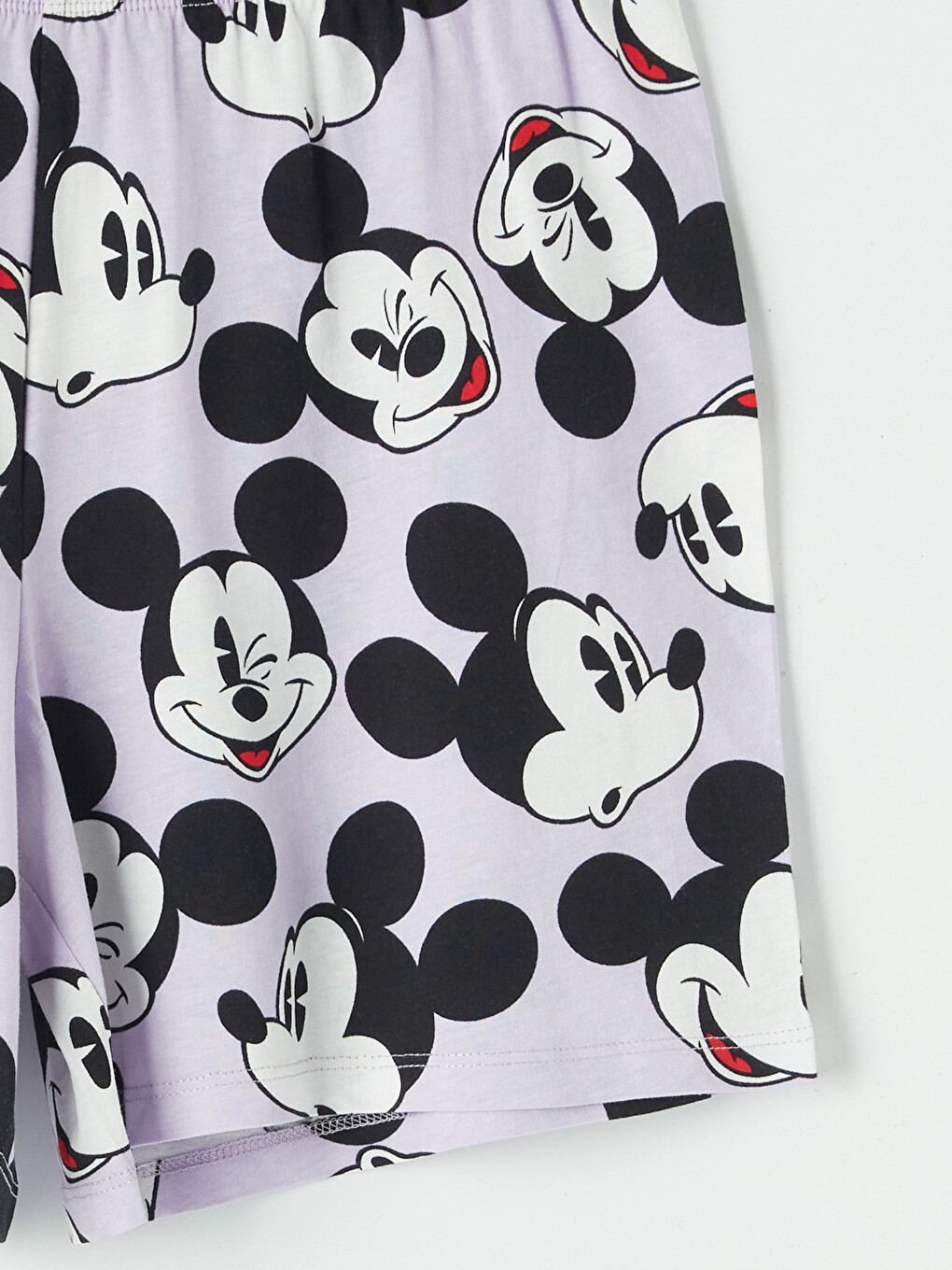Lila Beli Lastikli Mickey Mouse Baskılı Kadın Pijama Altı-6
