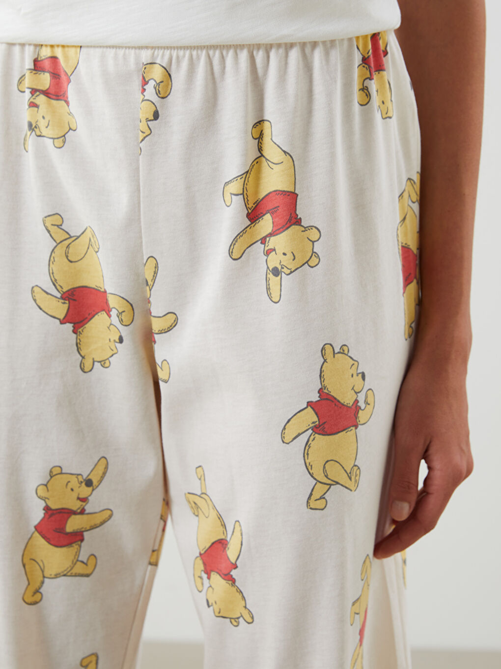 Pembe Winnie the Pooh Baskılı Kadın Kapri Pijama Altı-2