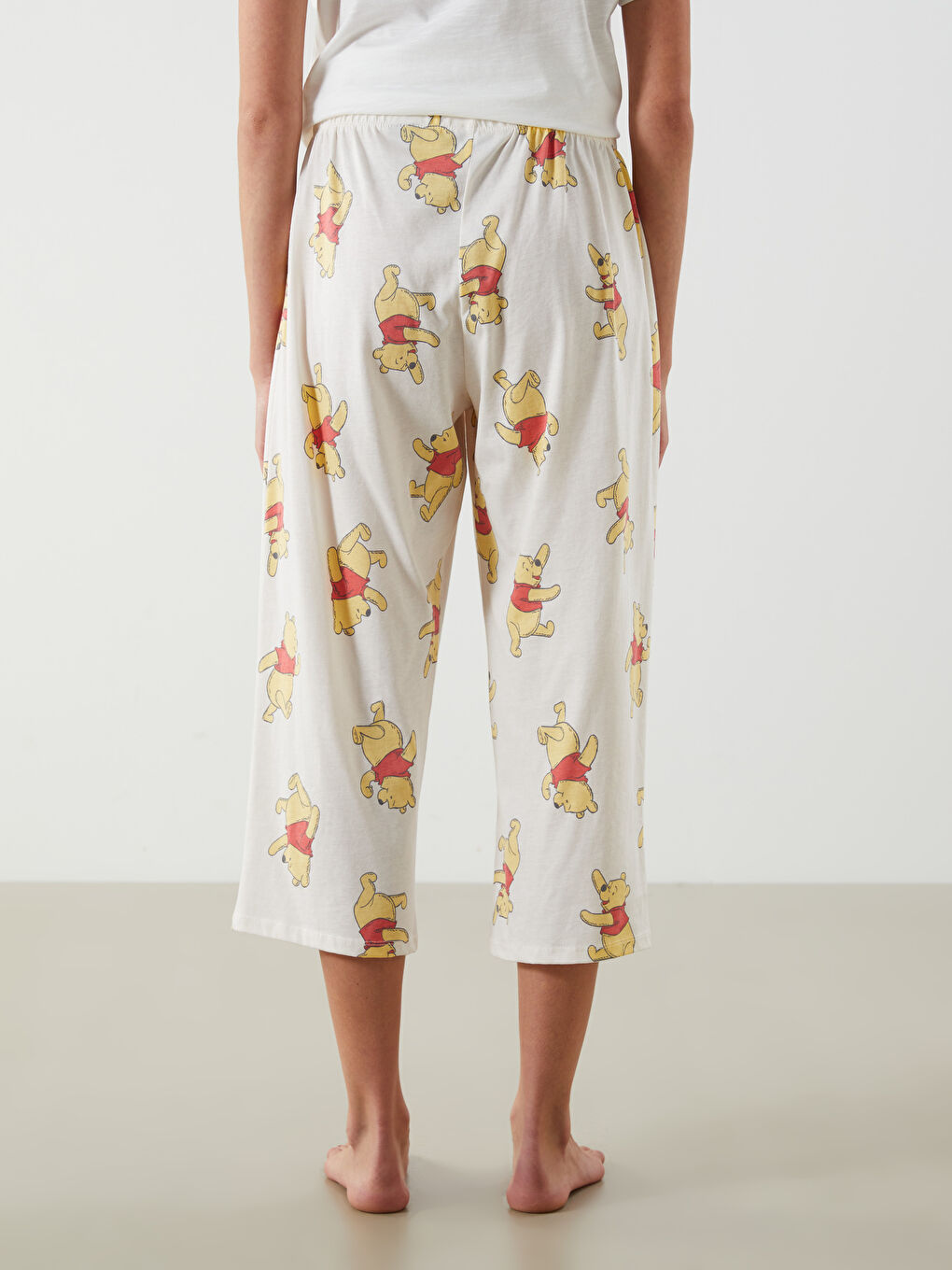 Pembe Winnie the Pooh Baskılı Kadın Kapri Pijama Altı-3