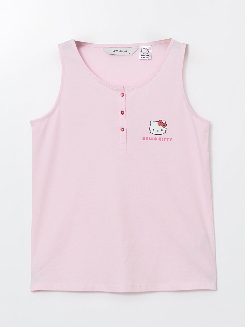 Pembe Bisiklet Yaka Hello Kitty Kadın Pijama Üstü