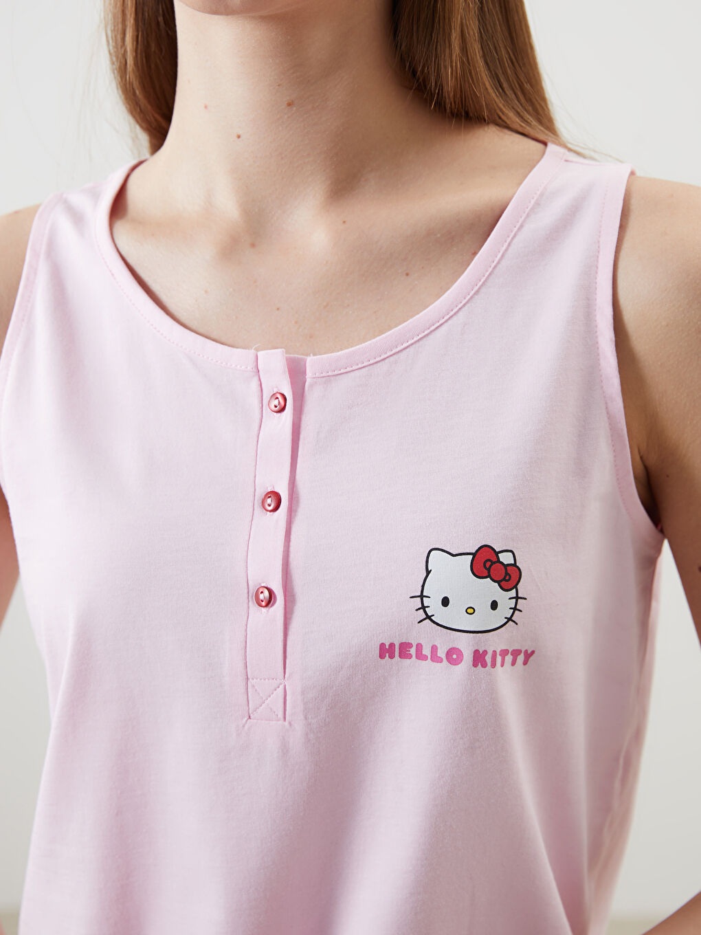 Hello Kitty Printed Women's Shortie Pyjama Set -S5CE74Z8-LT4