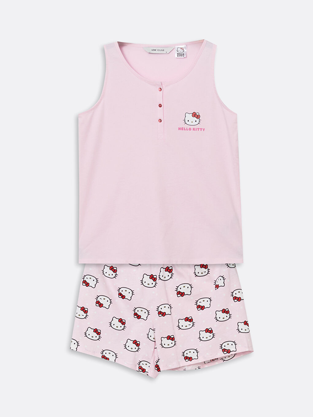 Hello Kitty Printed Women's Shortie Pyjama Set -S5CE74Z8-LT4