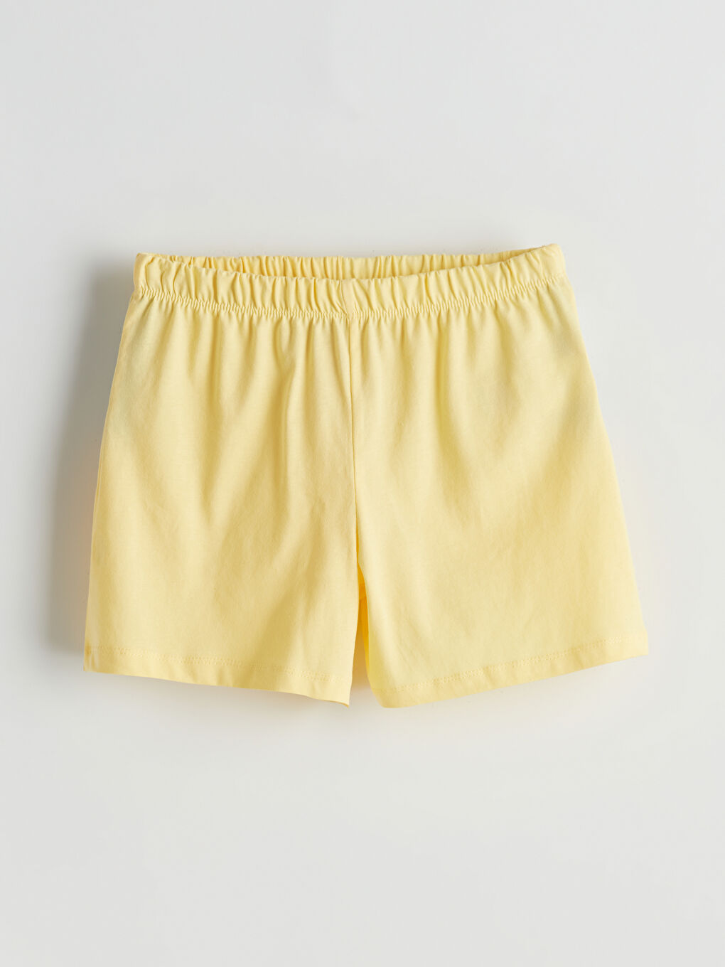 Sarı Beli Lastikli Kadın Şort Pijama Altı-4