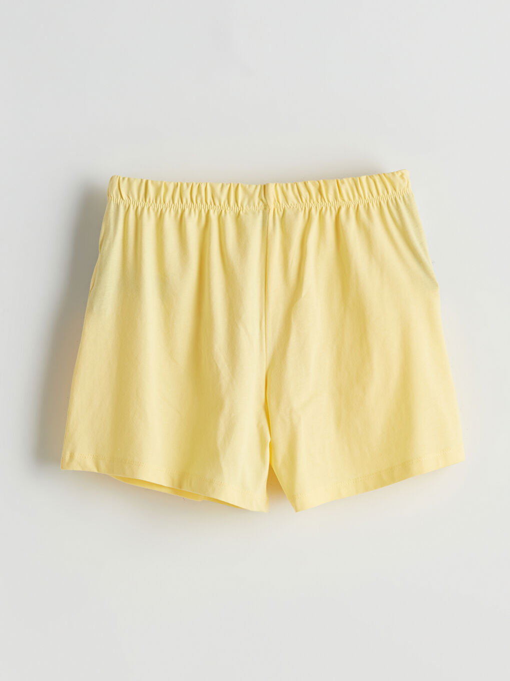 Sarı Beli Lastikli Kadın Şort Pijama Altı-5