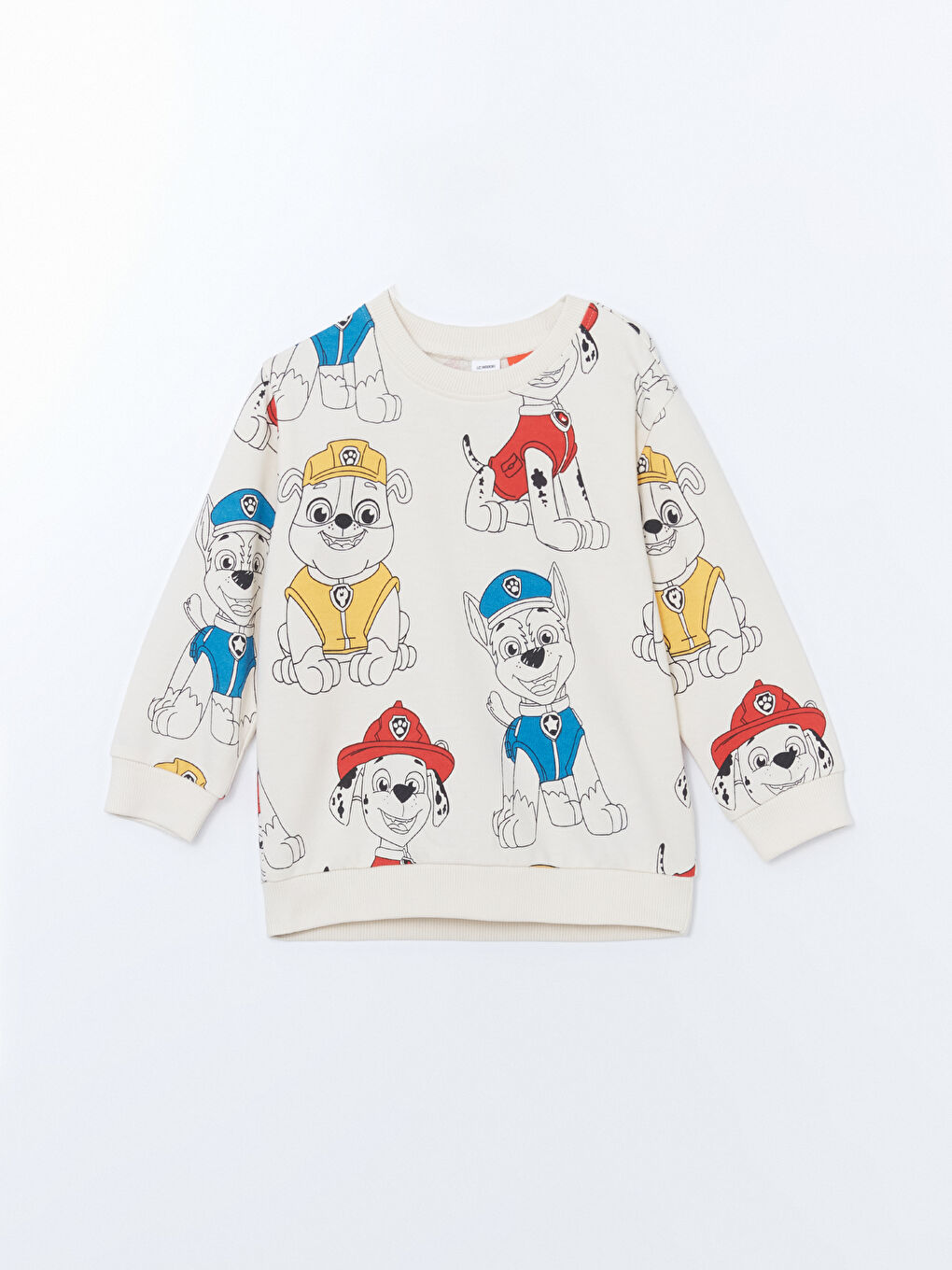 Bej Bisiklet Yaka Paw Patrol Baskılı Erkek Çocuk Sweatshirt