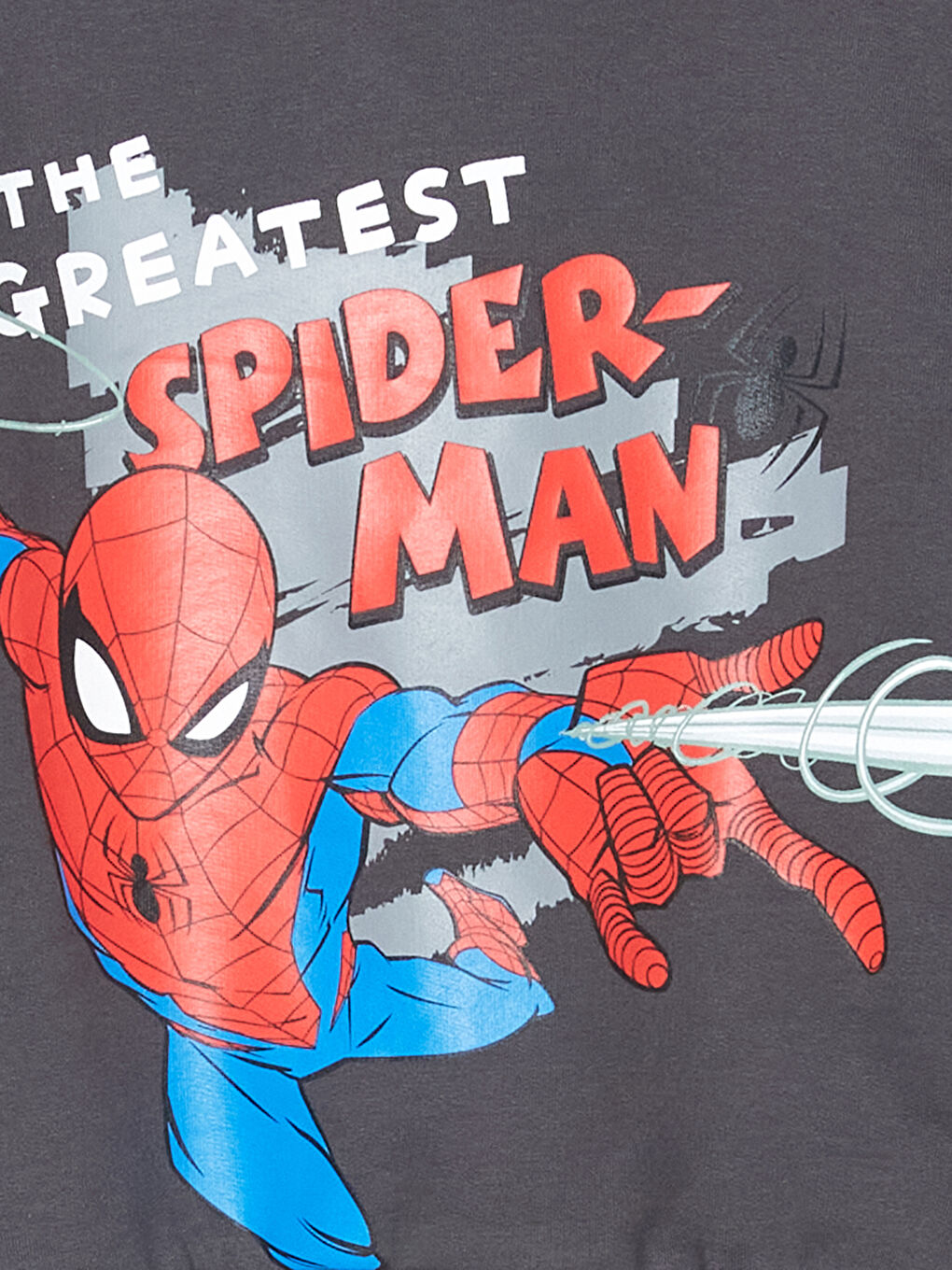 Antrasit Bisiklet Yaka Spider-Man Baskılı Erkek Çocuk Sweatshirt-1
