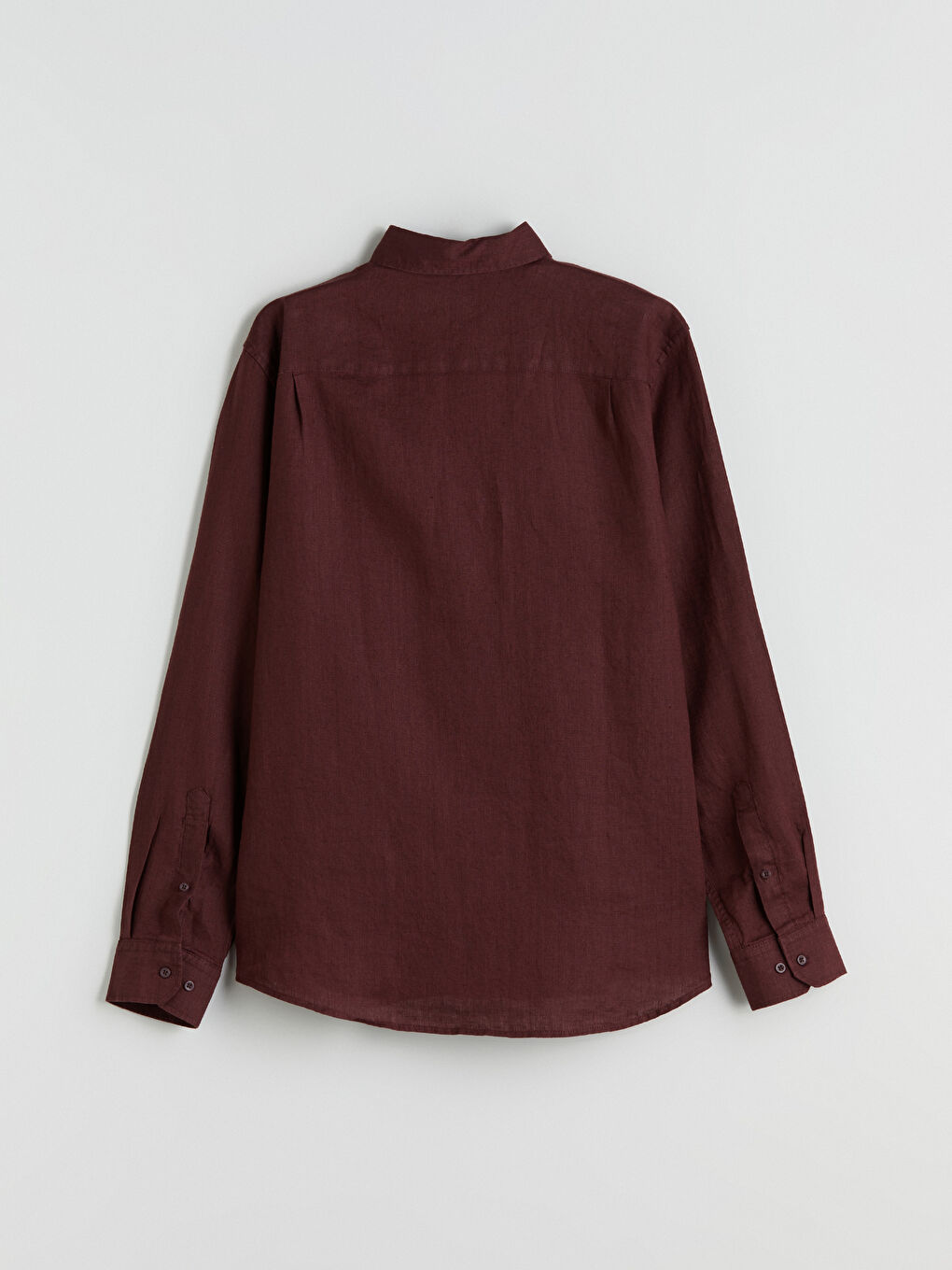 Mürdüm Regular Fit Uzun Kollu %100 Keten Erkek Gömlek-5