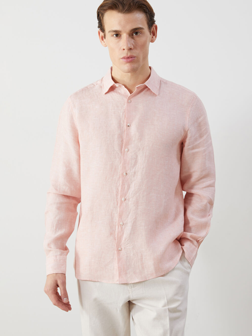 Regular Fit Long Sleeve Linen Men's Shirt -S5CF08Z8-CSY
