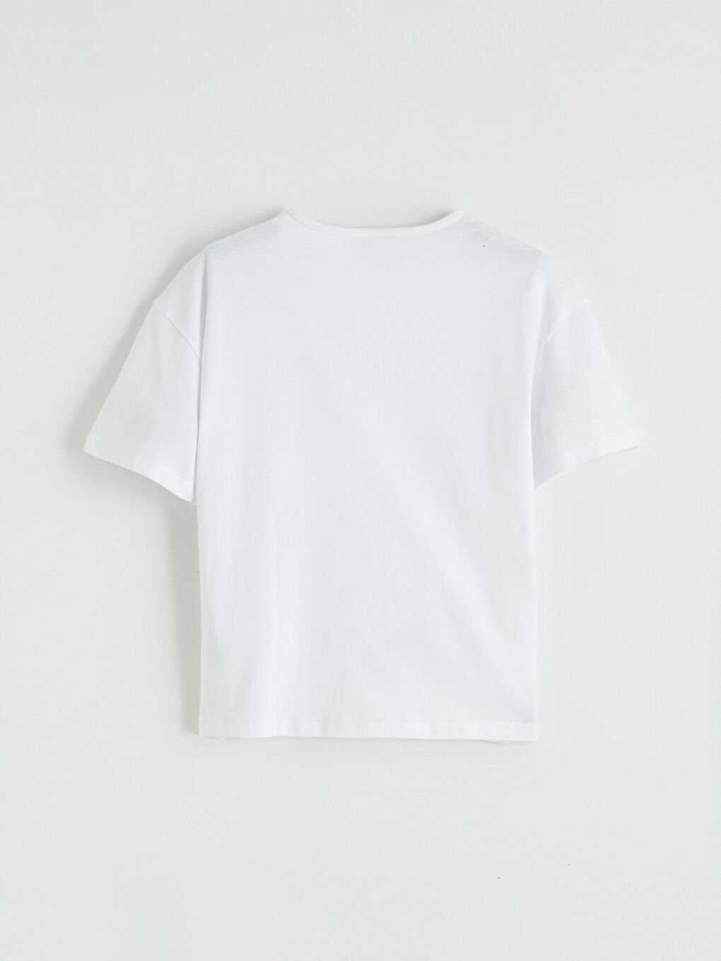 Ekru Bisiklet Yaka Pul İşlemeli Kız Çocuk Tişört-3