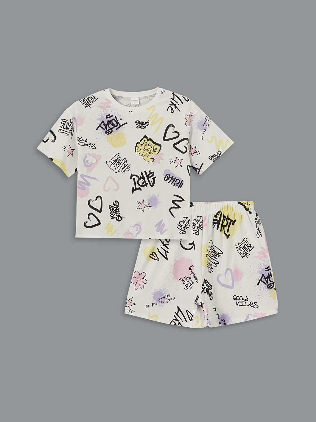 Crew Neck Girl's Shorts Pajama Set -S5CF92Z4-LRA
