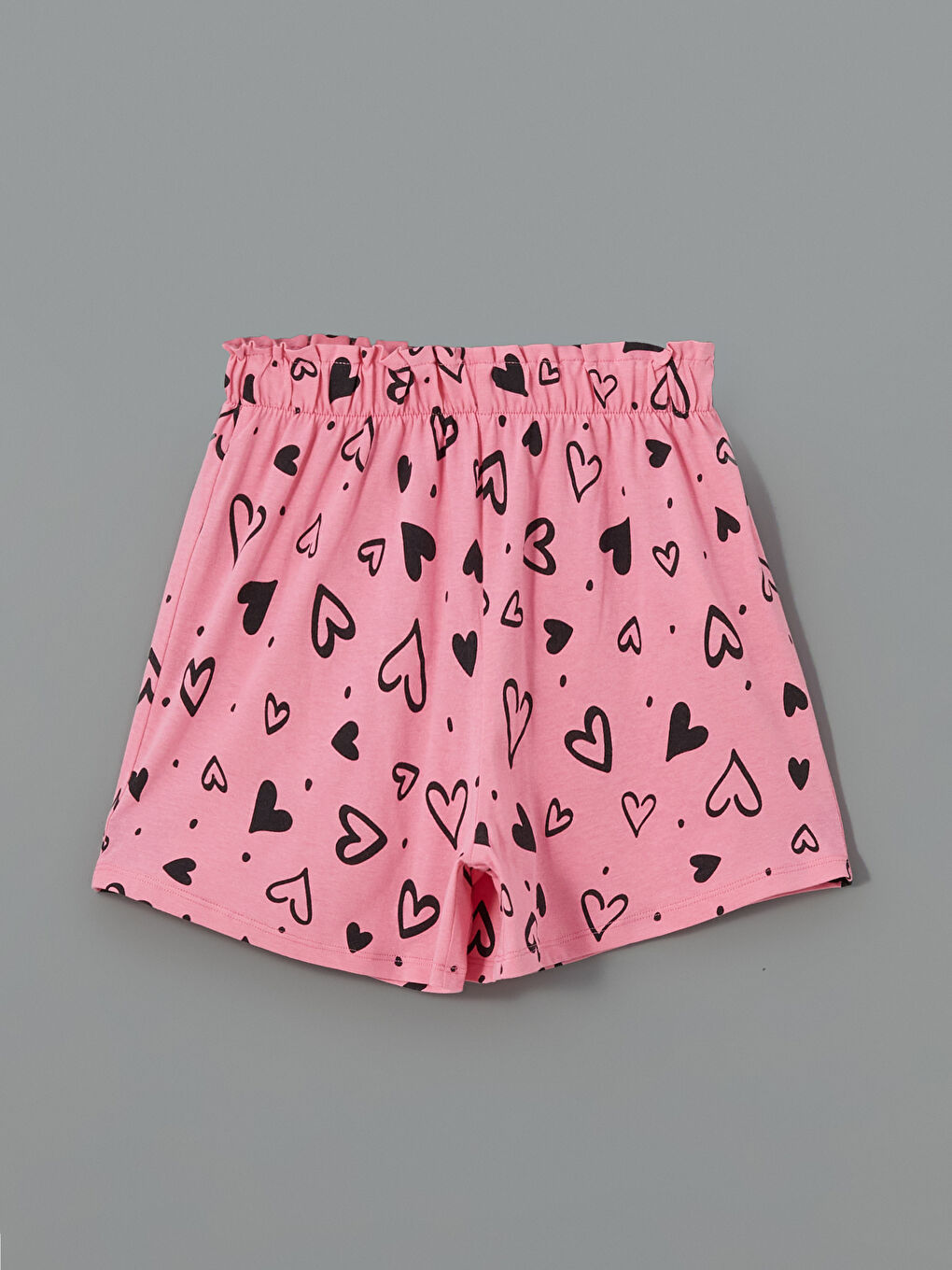 Pembe Beli Lastikli Baskılı Kız Çocuk Pijama Şort