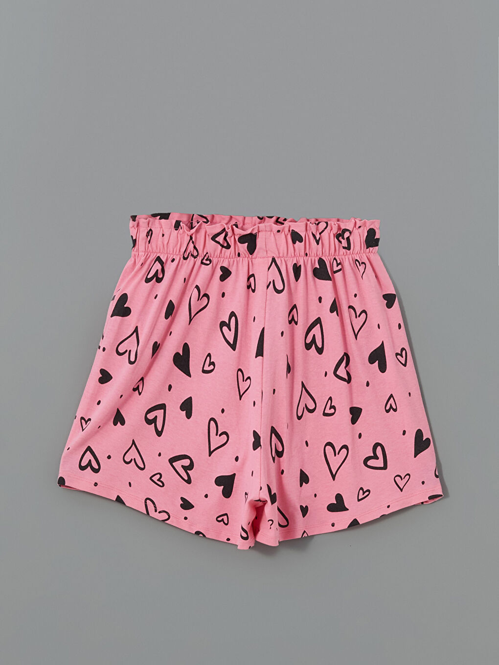 Pembe Beli Lastikli Baskılı Kız Çocuk Pijama Şort-1