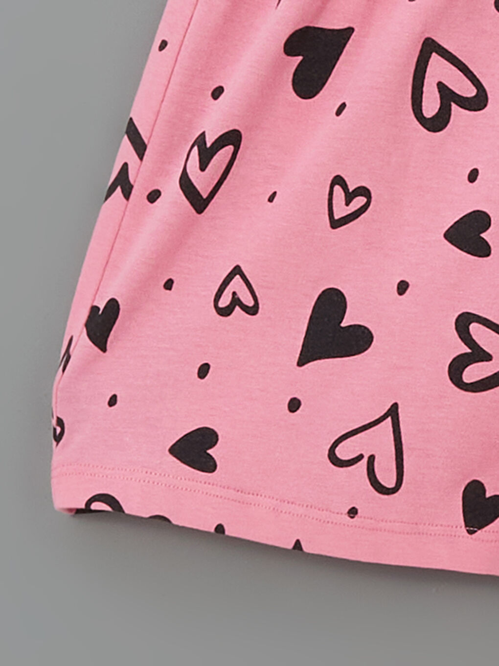 Pembe Beli Lastikli Baskılı Kız Çocuk Pijama Şort-2