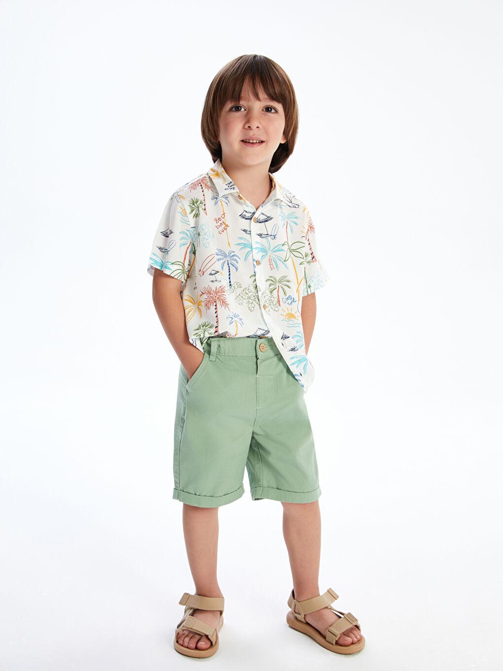 LCW Kids کراس و شۆرتی چاپکراوی بۆ کوڕان ٢ دانە -S5CG11Z1-LQA