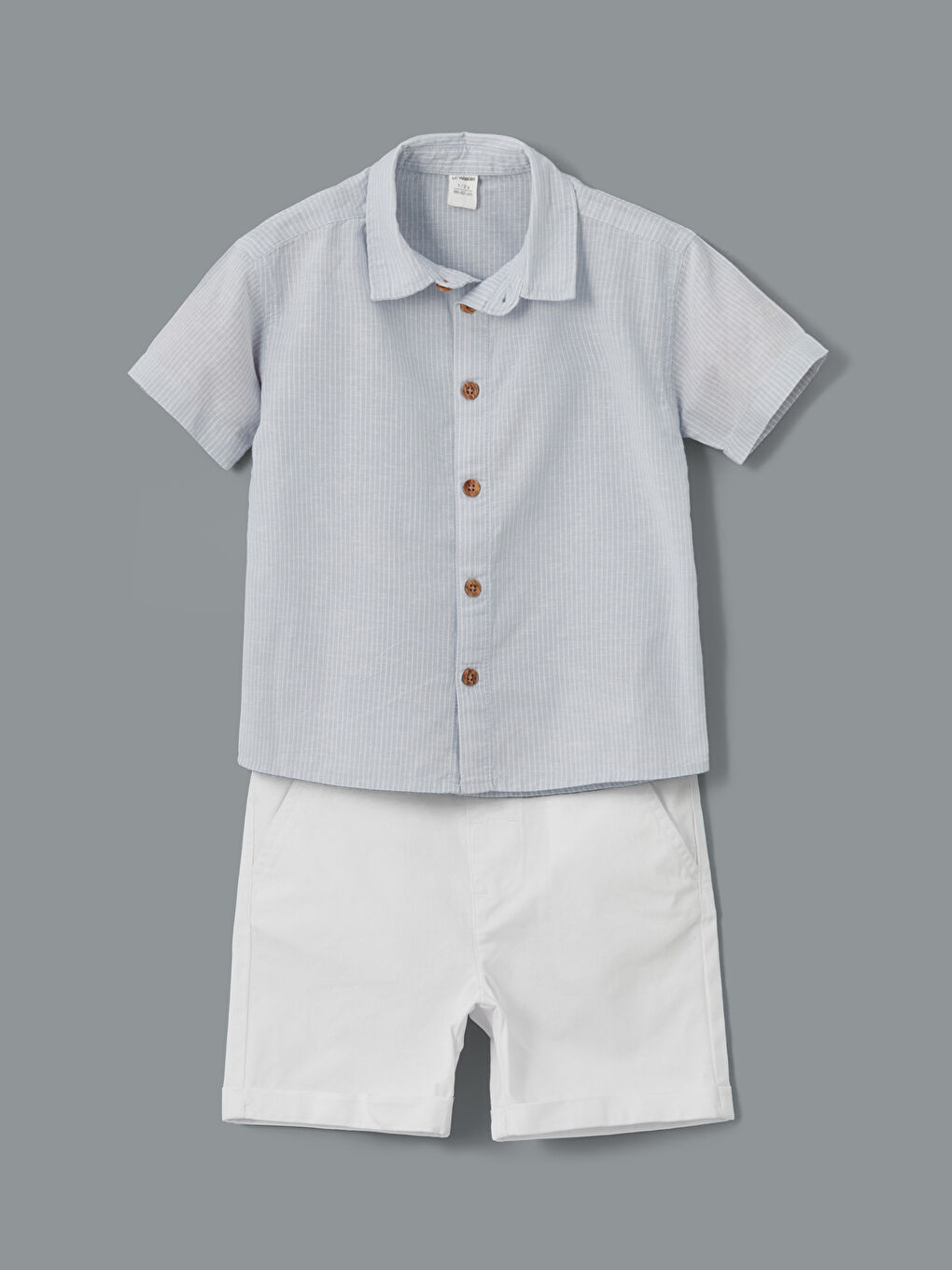 Striped Dobby Boys' Shirt and Shorts 2 Pack -S5CG17Z1-LEN