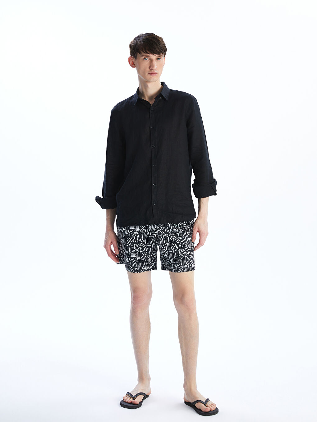 Short Patterned Men's Swimming Shorts -S5CH57Z8-LU7