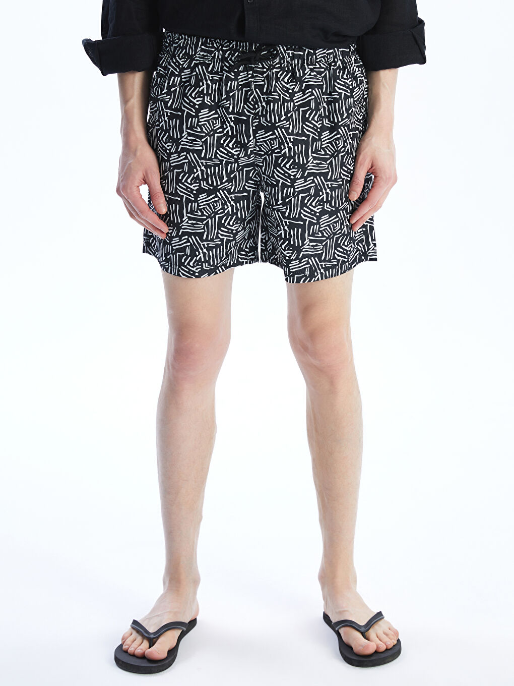 Short Patterned Men's Swimming Shorts -S5CH57Z8-LU7