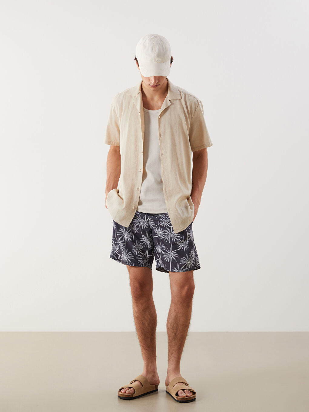 Short Patterned Men's Swimming Shorts -S5CH67Z8-LRW