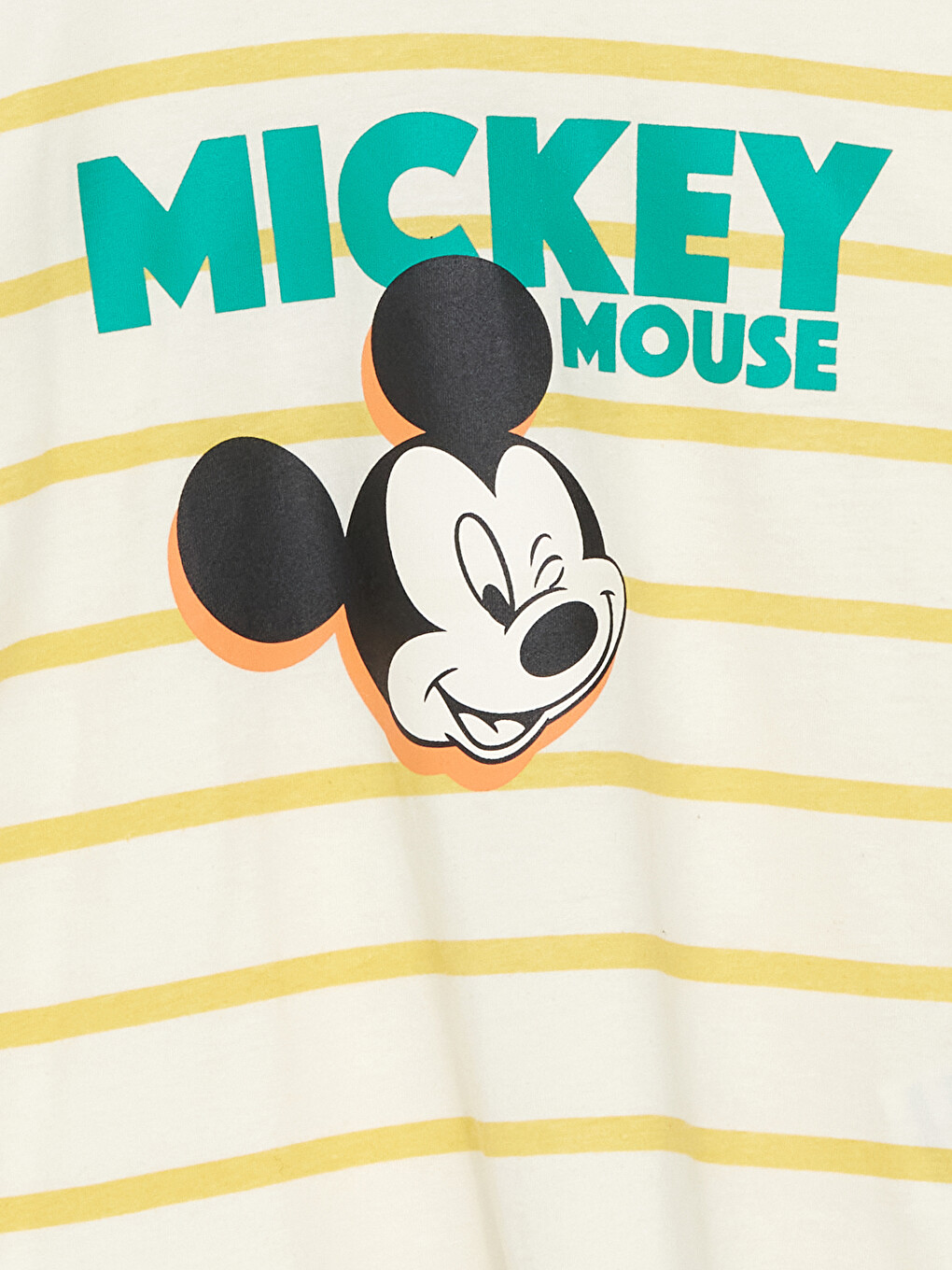 Bej Bisiklet Yaka Mickey Mouse Baskılı Erkek Çocuk Tişört-5