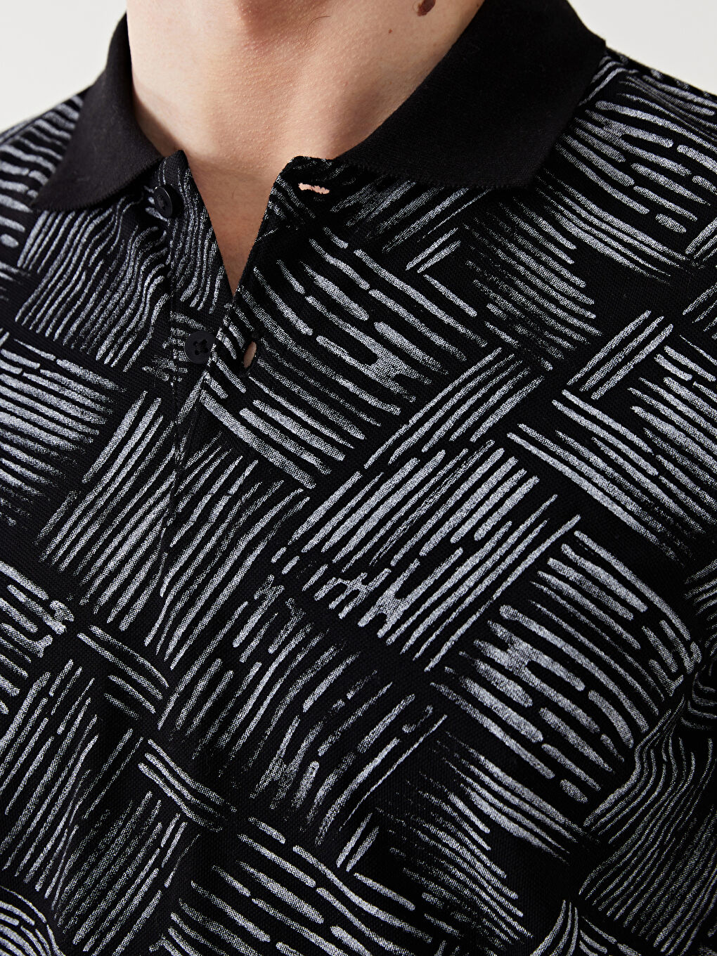 Polo Neck Patterned Pique Jacquard Men's T-Shirt -S5CH80Z8-CVL
