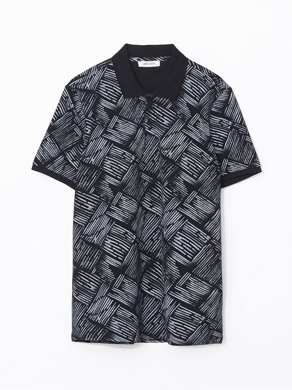 Polo Neck Patterned Pique Jacquard Men's T-Shirt -S5CH80Z8-CVL