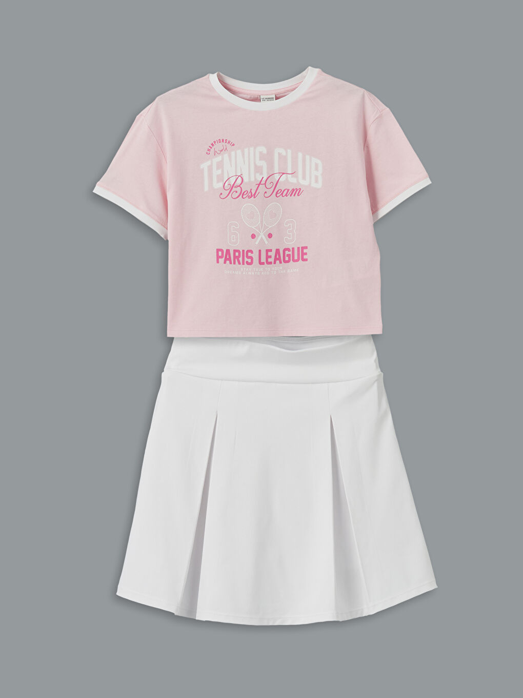 Crew Neck Girl's T-Shirt and Short Skirt -S5CI04Z4-FYX