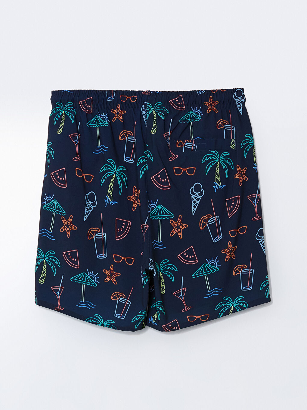 Lacivert Kısa Boy Desenli Erkek Deniz Şortu-5
