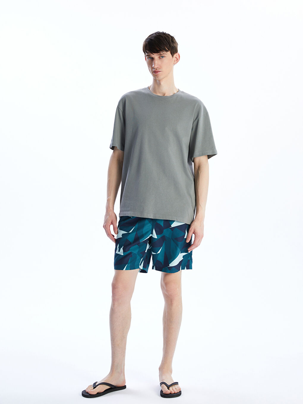 Knee Length Patterned Men's Swimming Shorts -S5CI32Z8-LRR