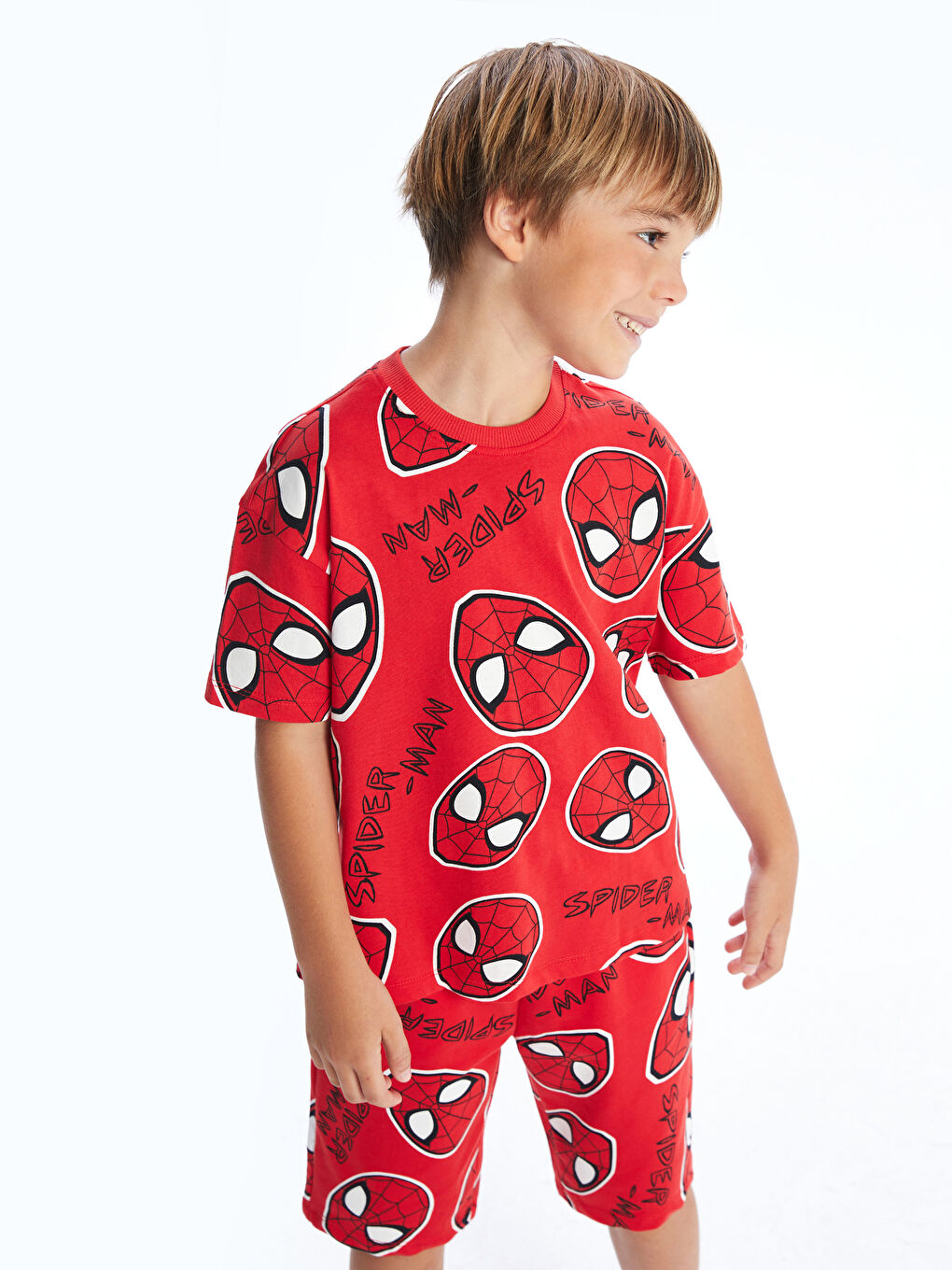LCW Kids تیشێرت یه‌خه‌ خڕ چاپکراوی سپایدرمان بۆ کوڕان -S5CI45Z1-LTP