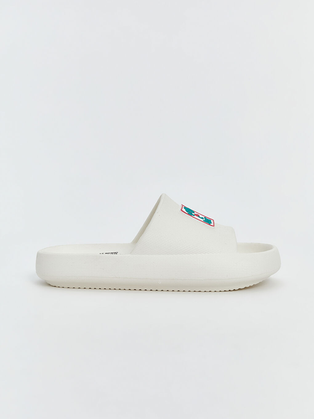 Beyaz Tek Bantlı Baskılı Kadın Terlik-1