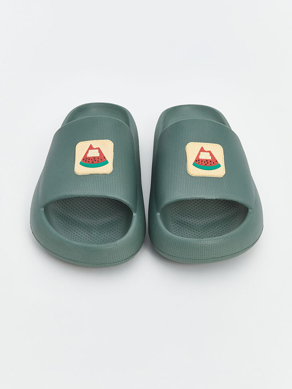 Yeşil Tek Bantlı Baskılı Kadın Terlik-2