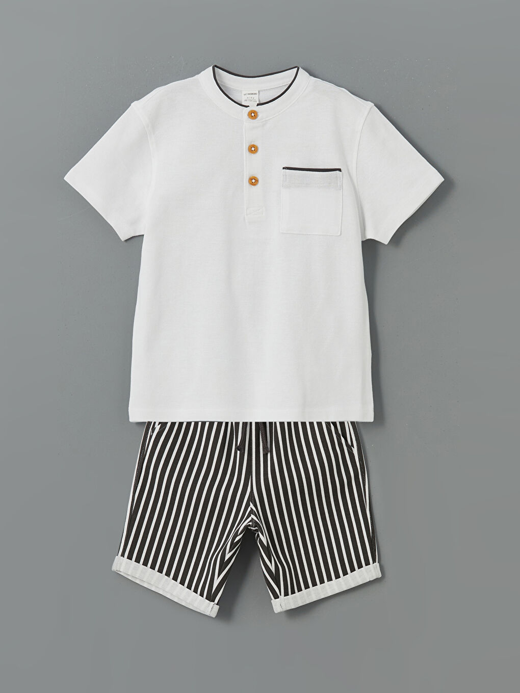 Grandad Collar Boys' T-Shirt and Shorts 2 Pack -S5CK78Z1-Q6K