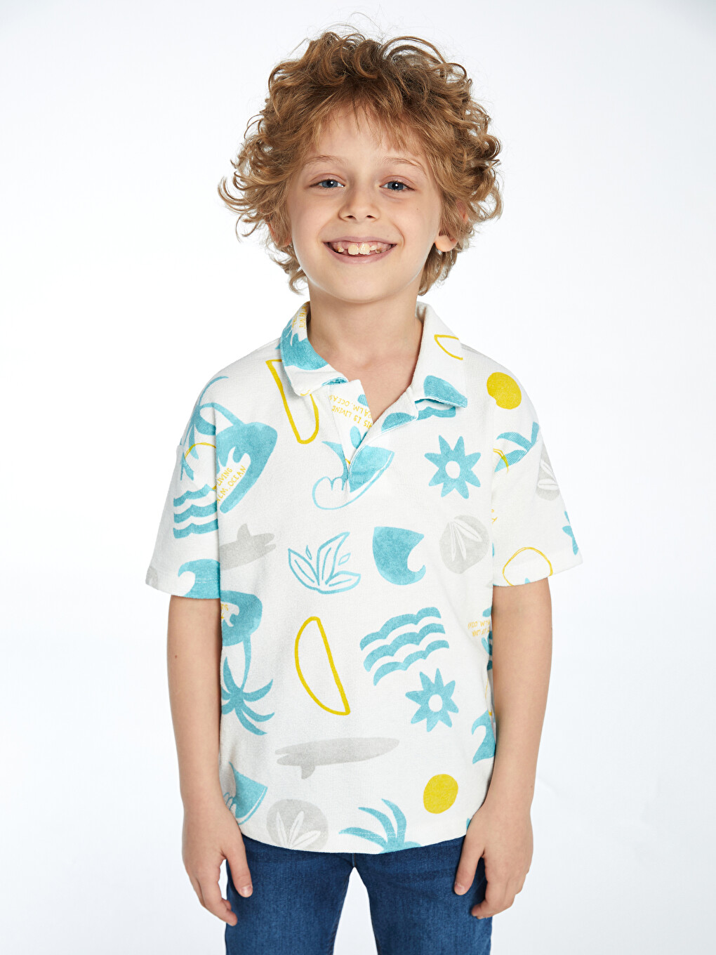 Polo Neck Printed Jersey Baby Boys' T-shirt