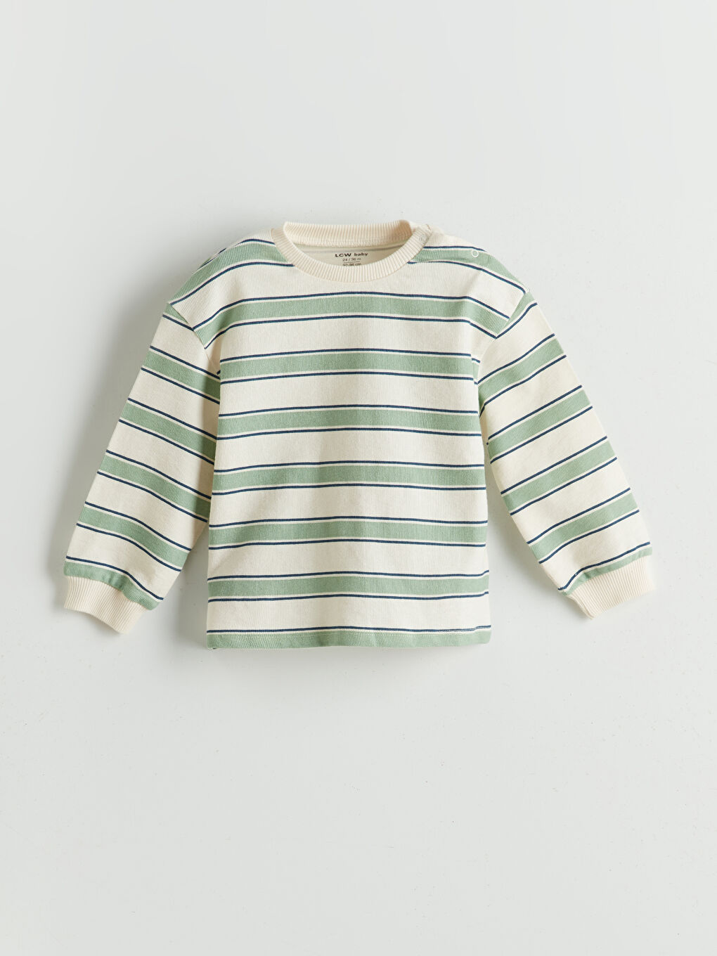 Ekru Çizgili Erkek Bebek Sweatshirt