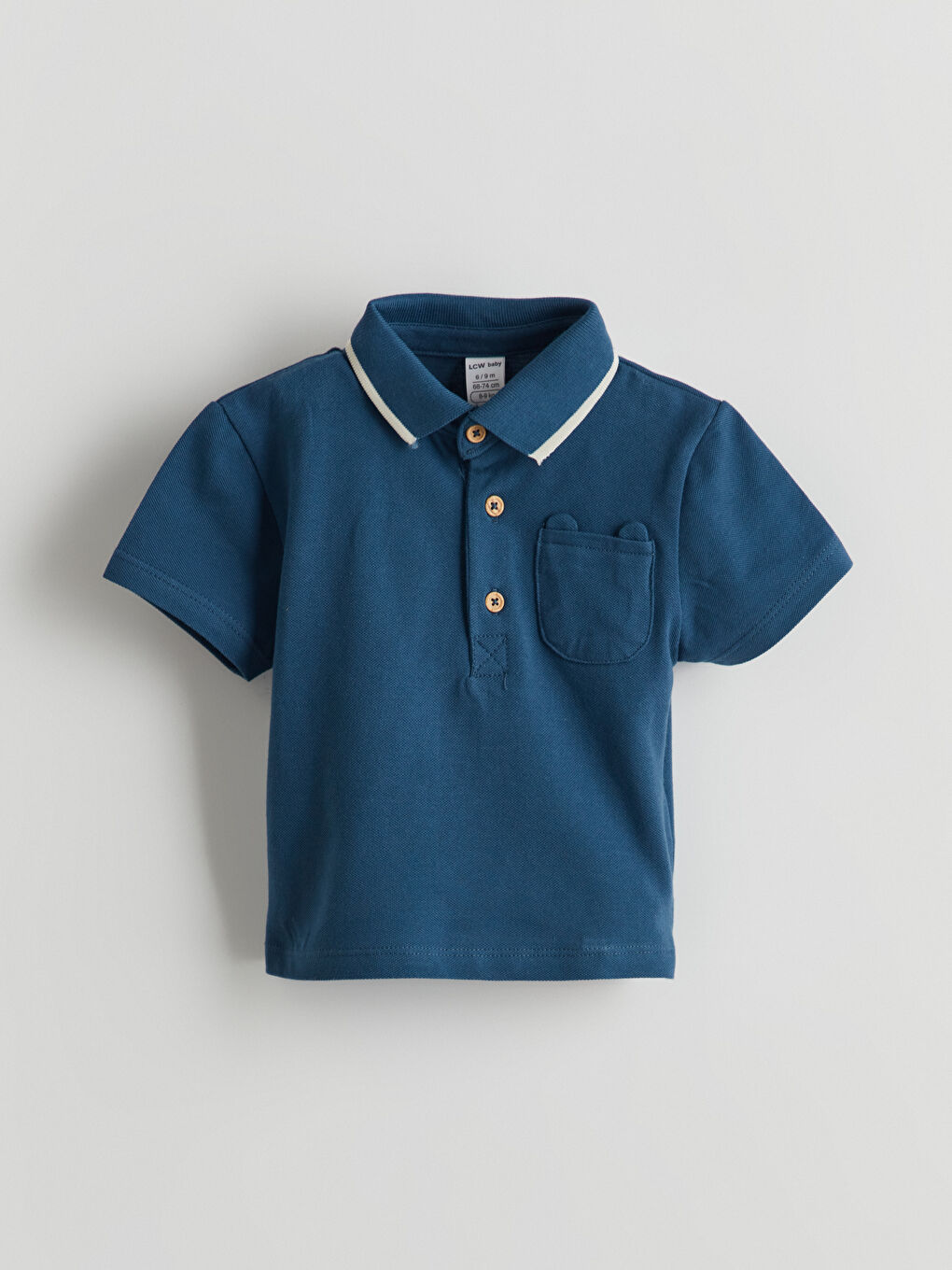 Lacivert Polo Yaka Erkek Bebek Tişört-1