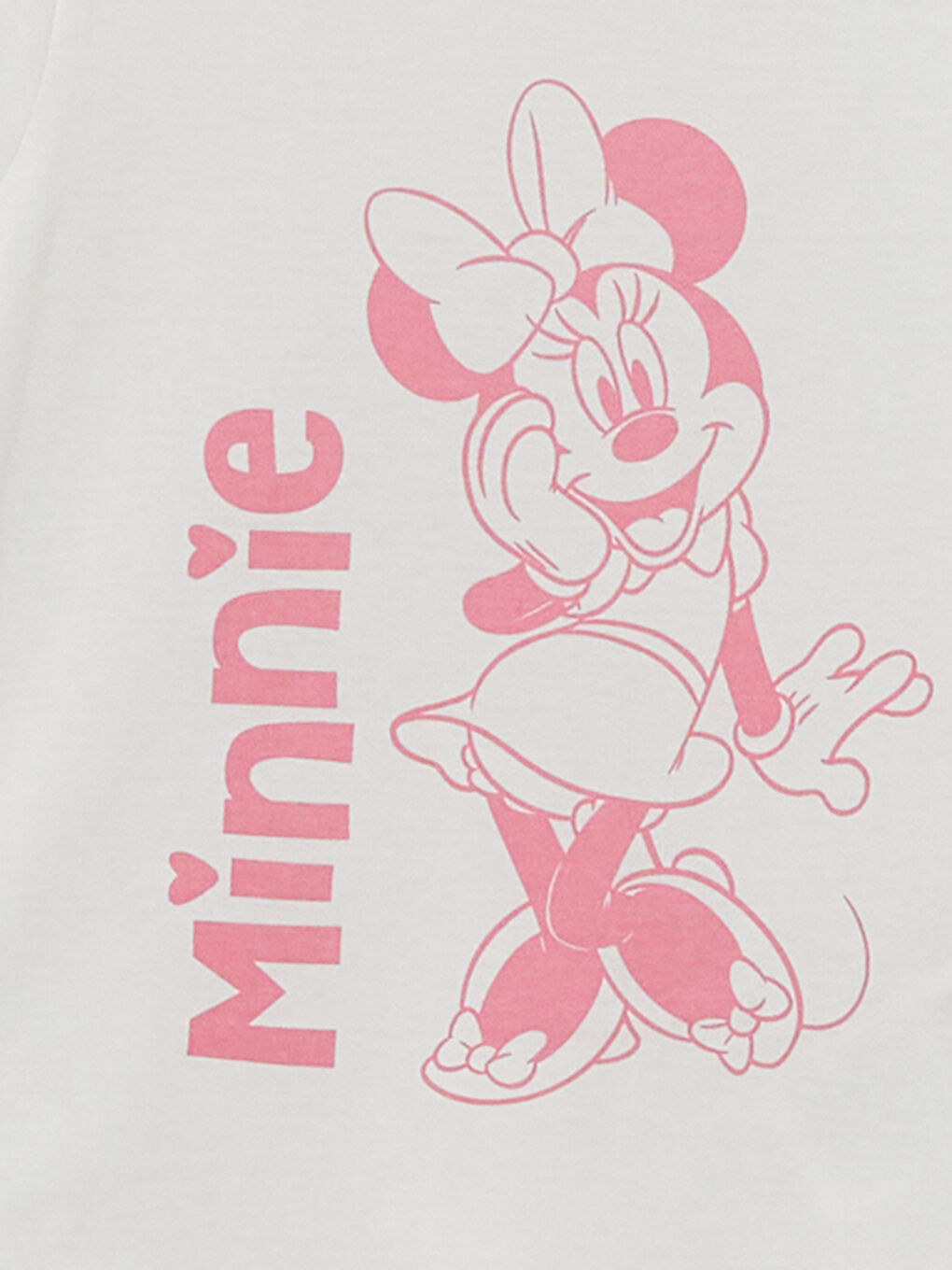 Beyaz Minnie Mouse Baskılı Kız Bebek Pijama Üst-1