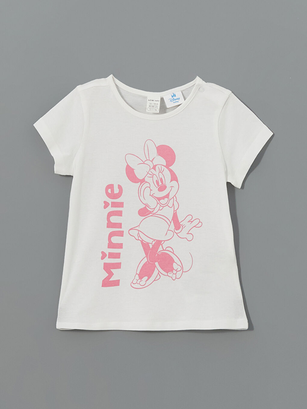 Beyaz Minnie Mouse Baskılı Kız Bebek Pijama Üst