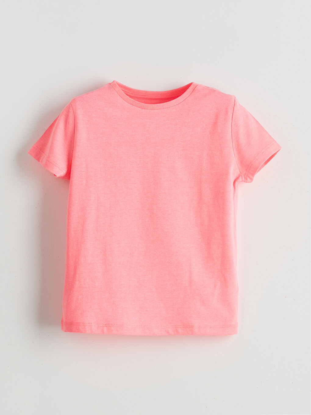 Pembe Bisiklet Yaka Kısa Kollu Kız Çocuk Tişört