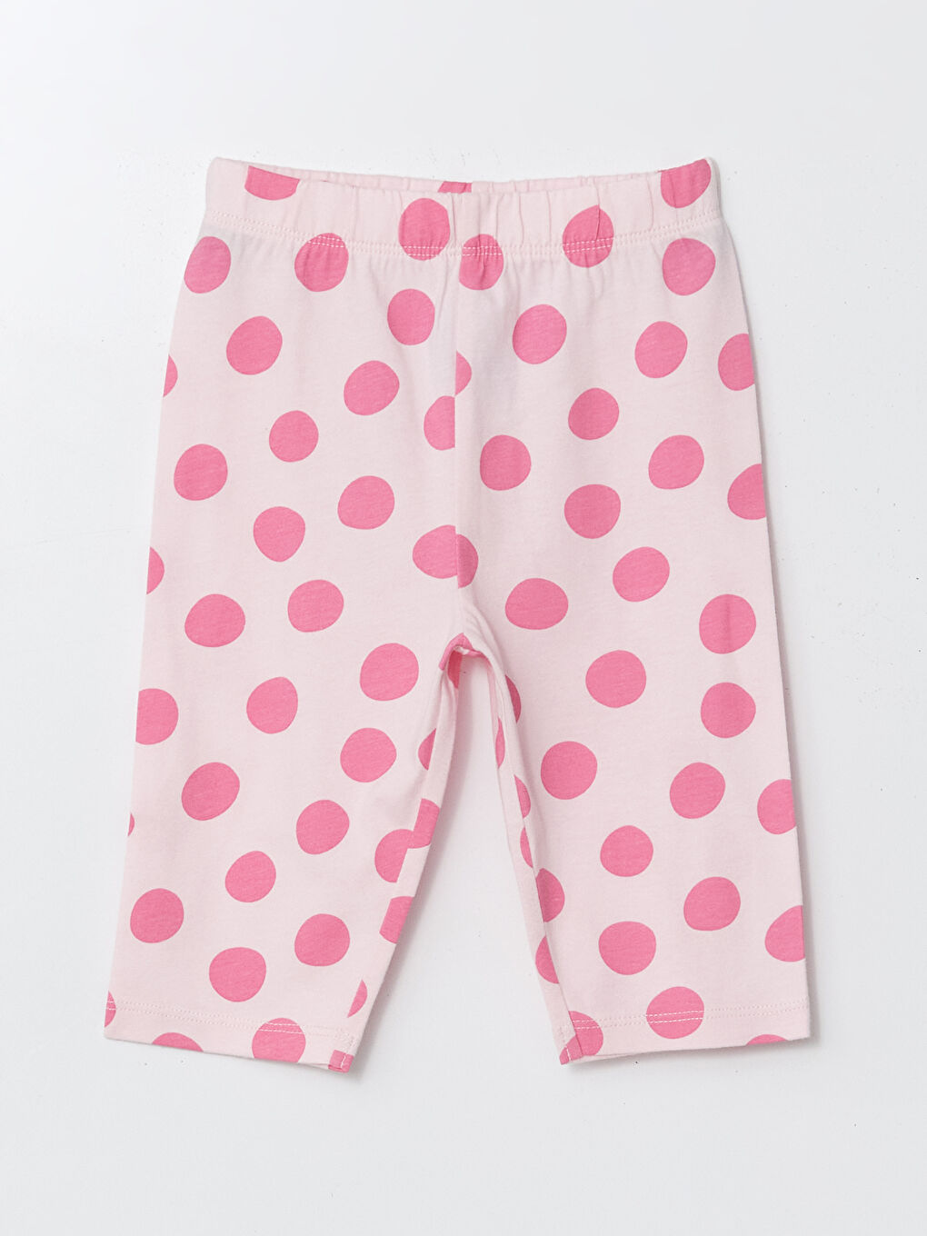 Pembe Beli Lastikli Puantiyeli Kız Bebek Tayt