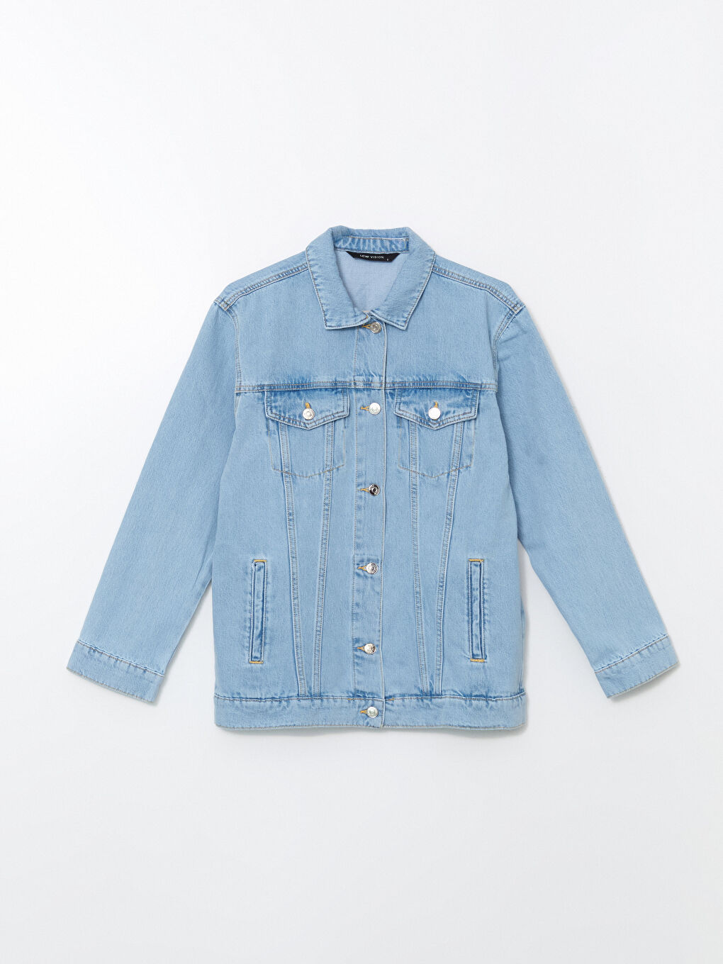 Collared Neck Women's Denim Jacket-4