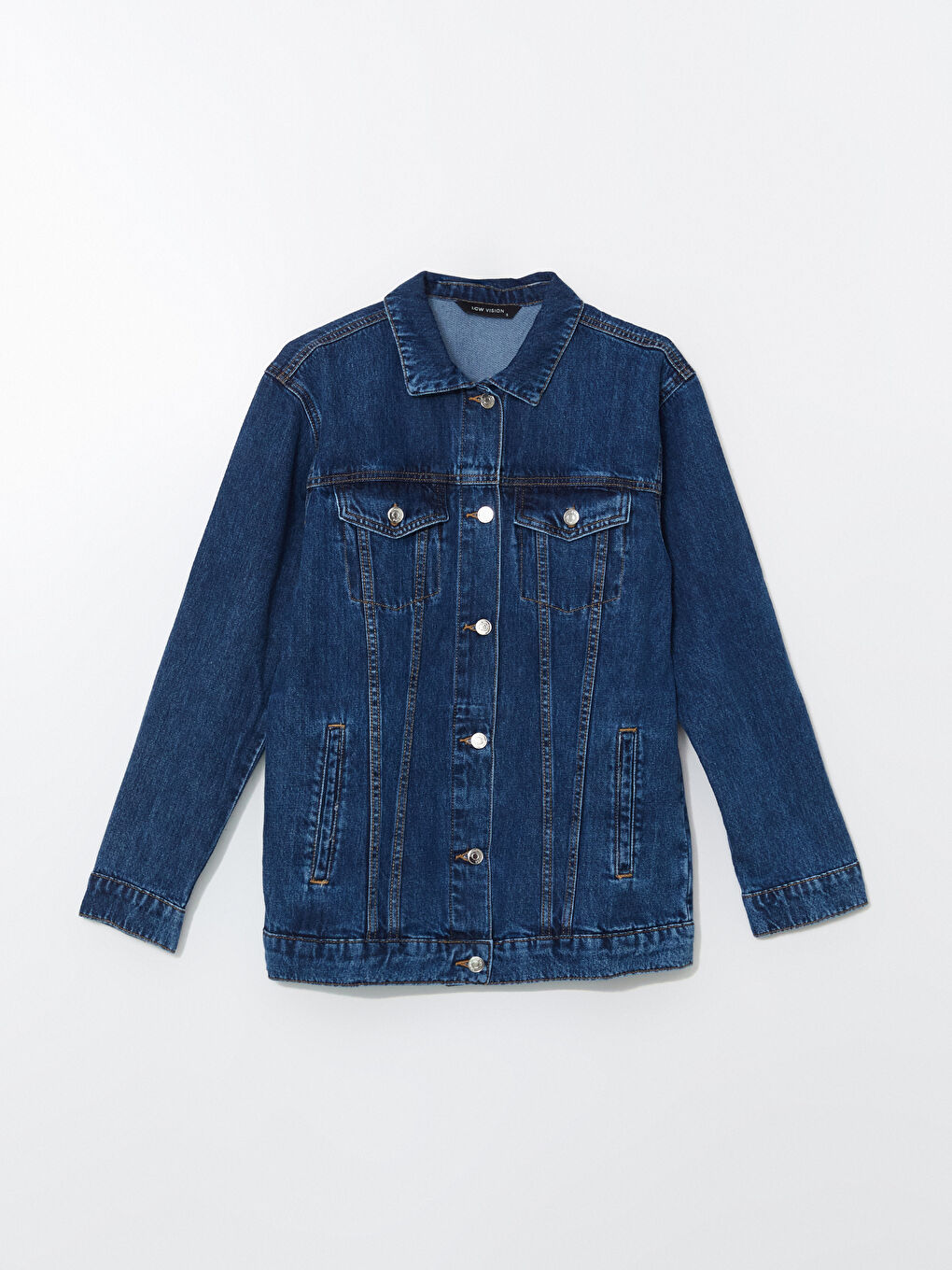 Collared Neck Women's Denim Jacket-4