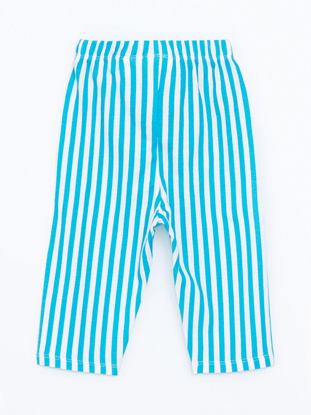 Ekru Beli Lastikli Çizgili Erkek Bebek Pantolon-1