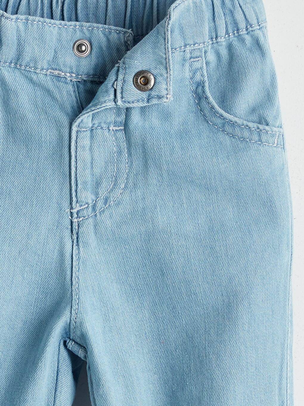 İndigo Beli Çıtçıt Kapamalı Erkek Bebek Jean Pantolon-1
