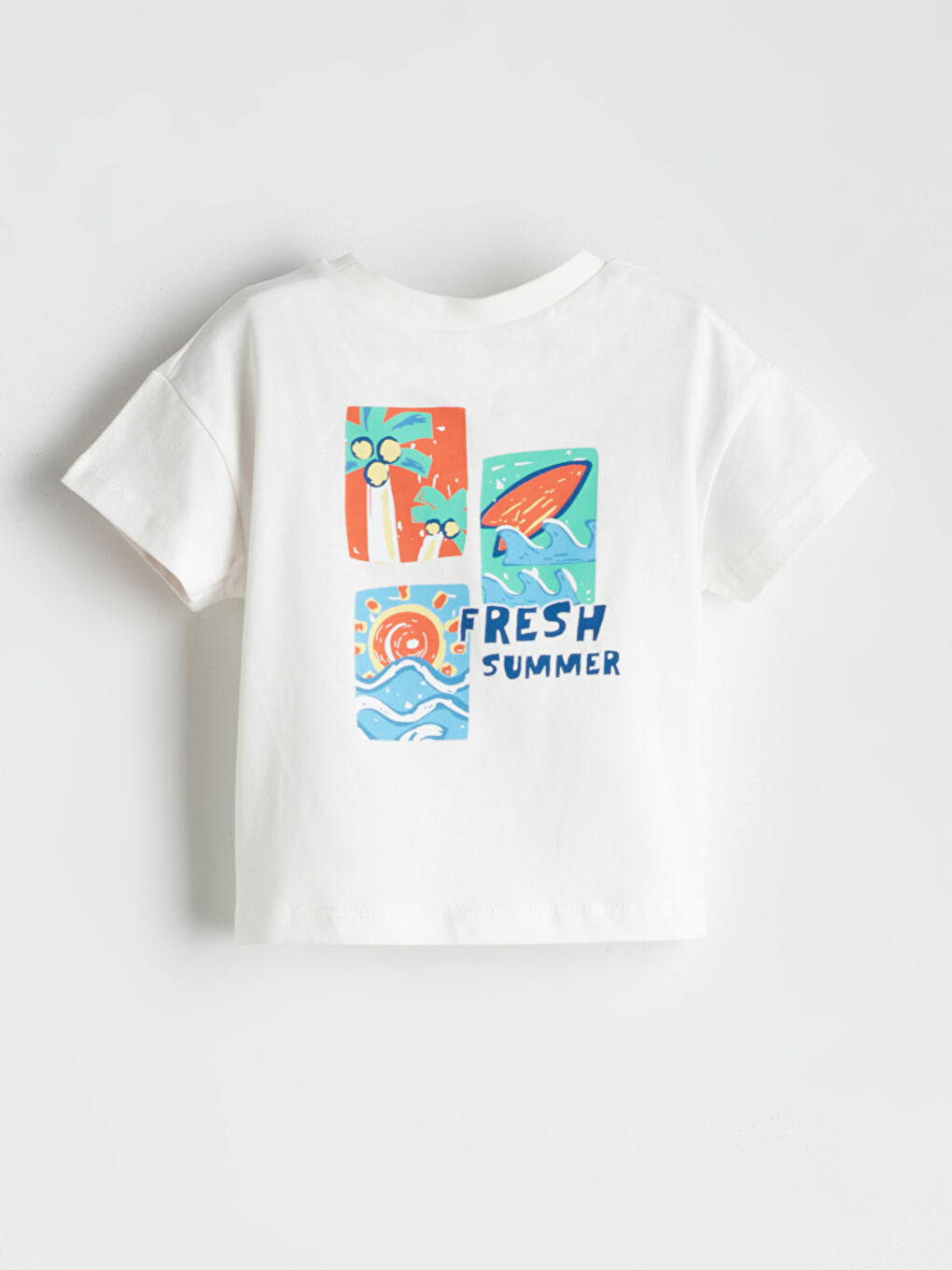 Ekru Baskılı Bisiklet Yaka Erkek Bebek Tişört-1