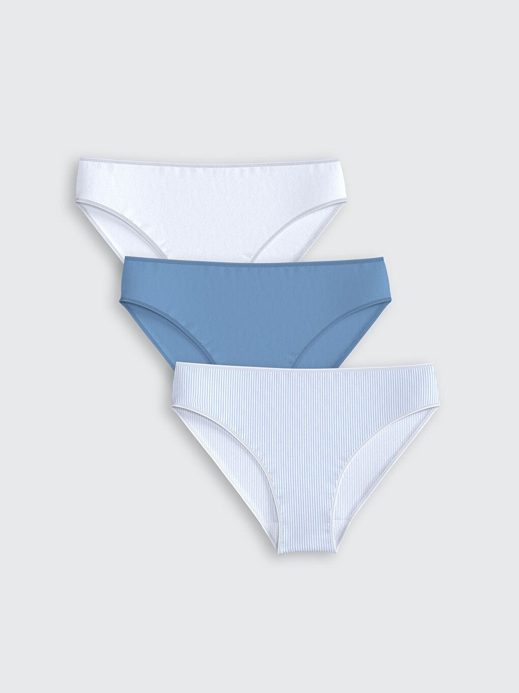 LCW DREAM Mavi Çizgili Bikini Külot 3'lü Paket