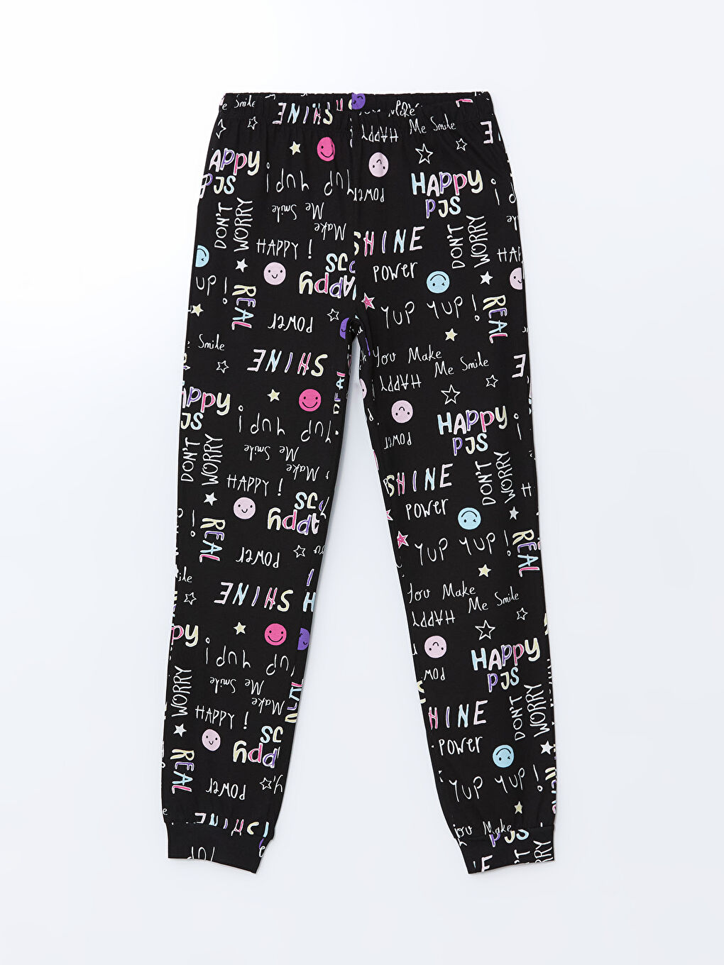 Siyah Beli Lastikli Desenli Kadın Pijama Alt